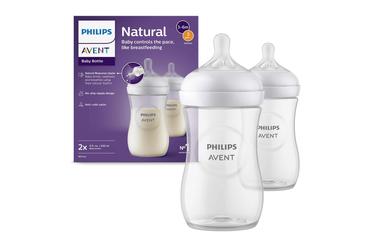 Philips Avent lot de 2 biberons Natural Response 260 ml SCY903/02 sans BPA 3 mois et plus tétine imite sein
