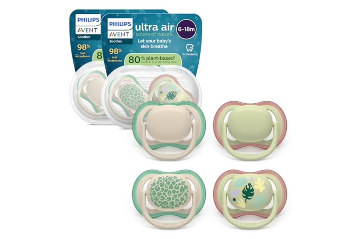 Philips Avent Sucettes ultra air 6-18 mois lot 4 etui sterilisation orthodontique silicone vegetal