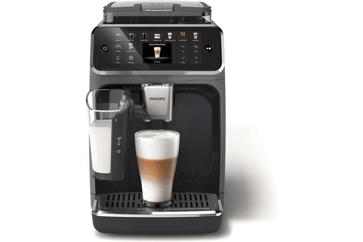 Philips Expresso broyeur Série 5500 noir argent avec carafe LatteGo, 20 boissons chaudes et glacées, technologie SilentBrew