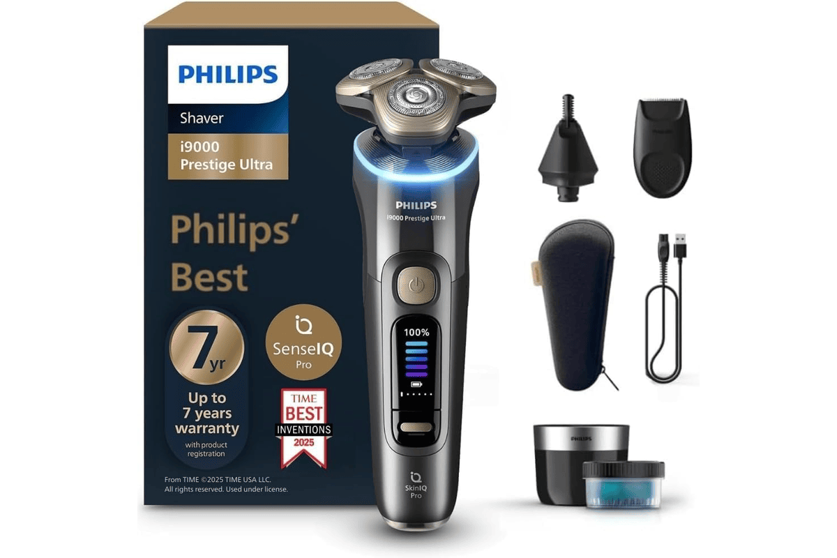 Philips i9000 Prestige Ultra XP9401/38 rasoir électrique noir 100% étanche avec station de charge et accessoires premium
