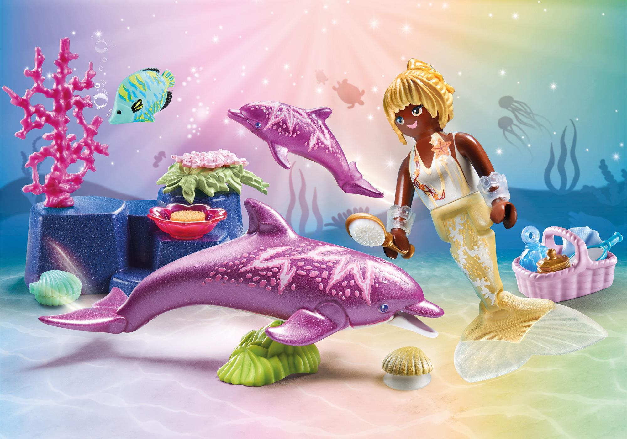 Coffret PLAYMOBIL Princess Magic 71501 avec une sirène, deux dauphins et un décor marin