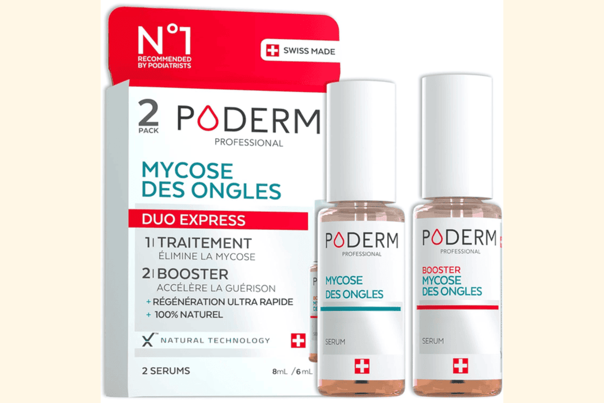 Poderm 2en1 Traitement Mycose Ongles Pack Duo (Sérum + Booster) bon plan Amazon juin 2026 prix promo 34,99 euros