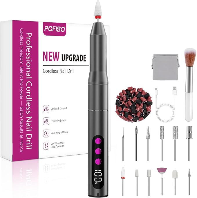 Ponceuse à ongles sans fil POFIBO avec embouts