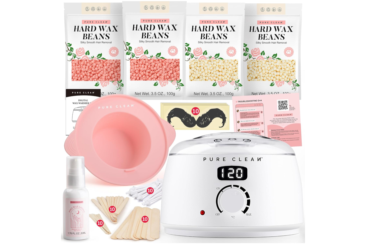 Bon plan Amazon PURECLEAN kit chauffe cire epiler 4 paquets perles cire lotion post epilation bol silicone 54 articles visage bresilien bikini mai 2026
