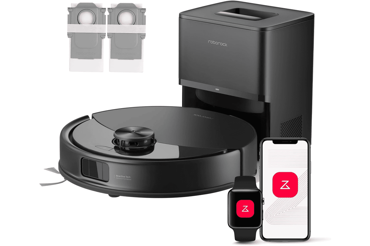 Roborock Q10 S5+ aspirateur robot laveur noir avec station de vidage automatique et système VibraRise 2.0