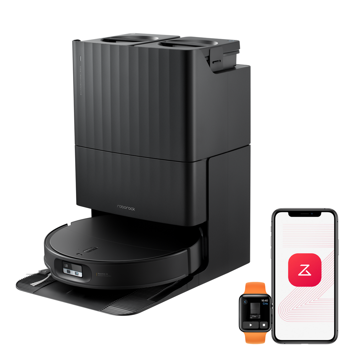 Robot aspirateur laveur Roborock Qrevo Edge 2 noir avec sa station