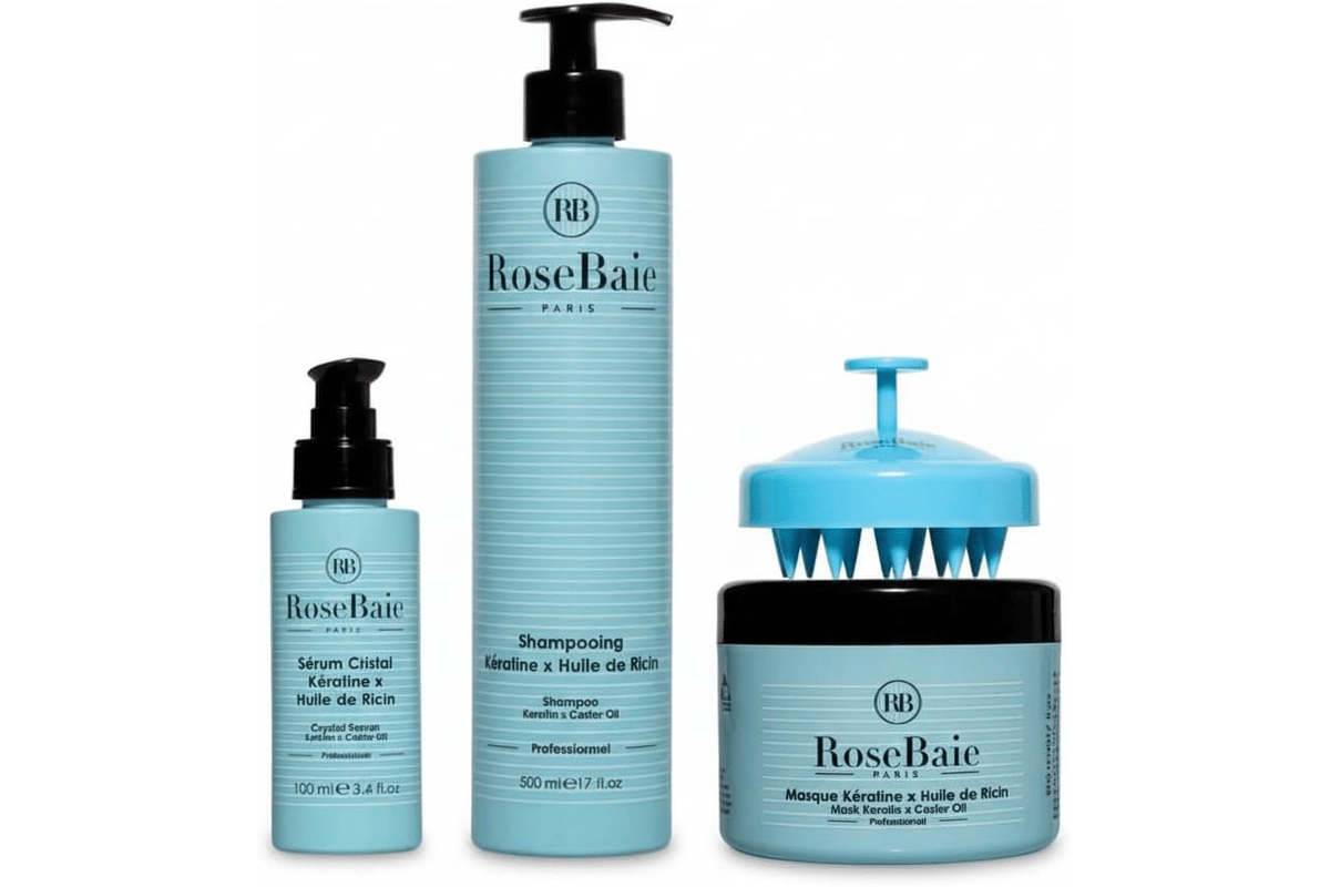 ROSEBAIE Kit Trio Huile de Ricin & Kératine — pousse + hydratation (shampoing + masque + sérum) Amazon 59,90 euros juillet 2026 bon plan