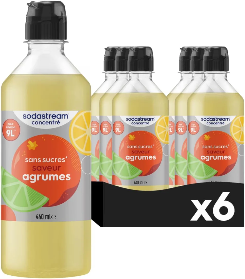 Lot de 6 concentrés SodaStream Agrumes Sans Sucres de 440 ml