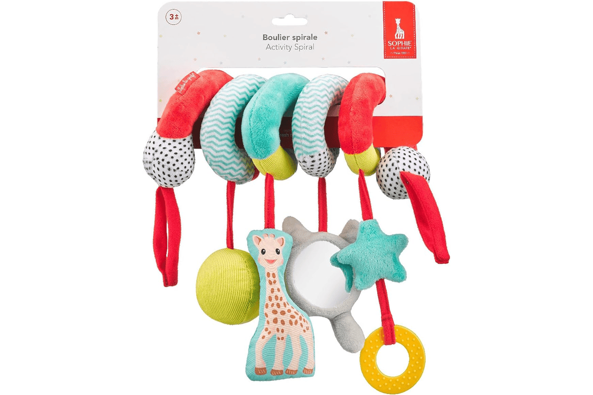 Sophie la Girafe boulier spirale poussette 100 pourcent textile dès 3 mois jouet éveil bébé