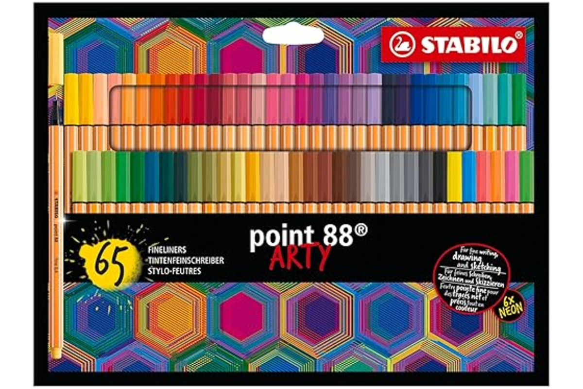 Étui de 65 feutres fins STABILO point 88 ARTY en couleurs assorties