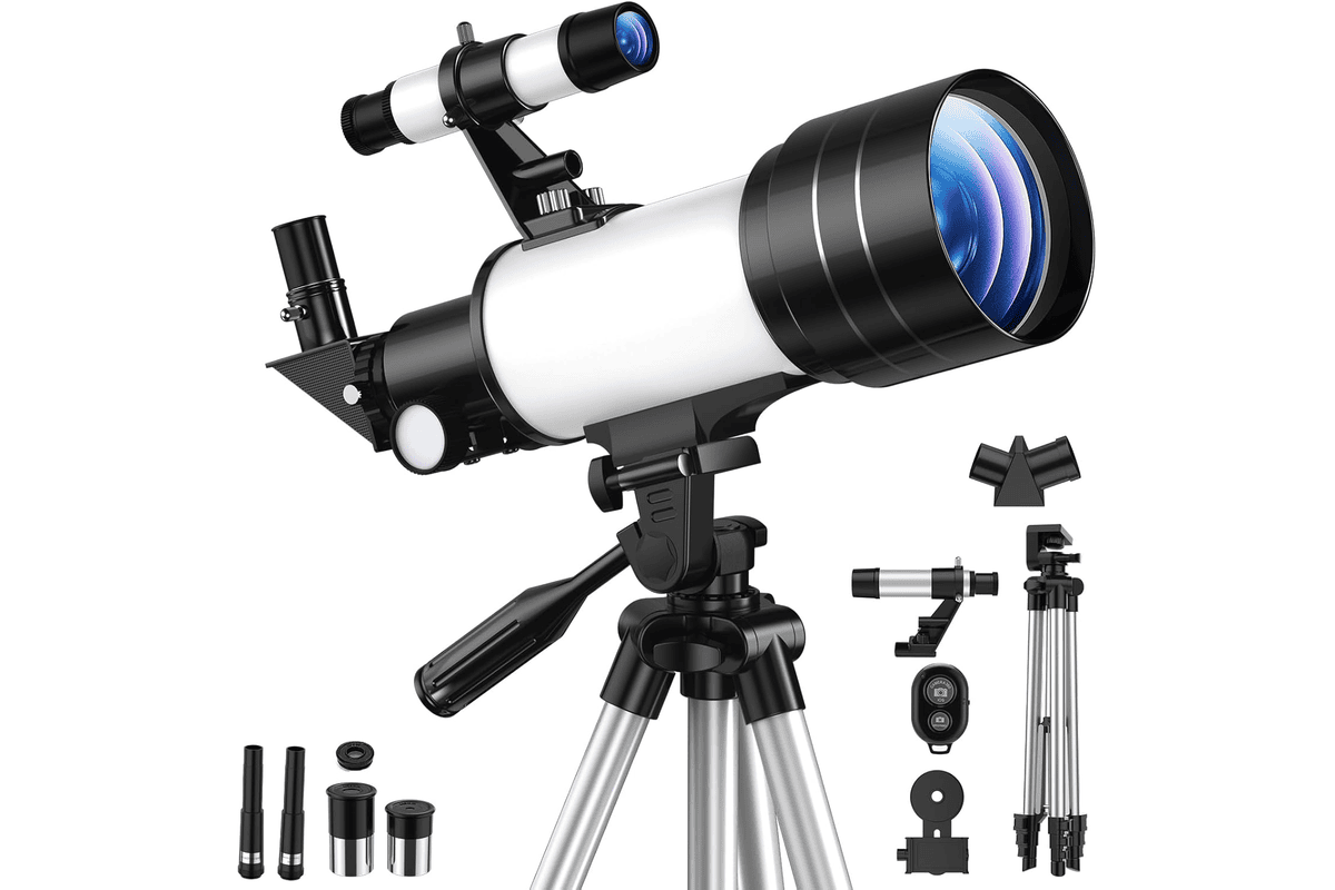 Télescope astronomique réfracteur 70 300 mm FMC grossissement 15 150X trépied réglable support téléphone télécommande Bluetooth astronomie débutant 69,99 € Amazon