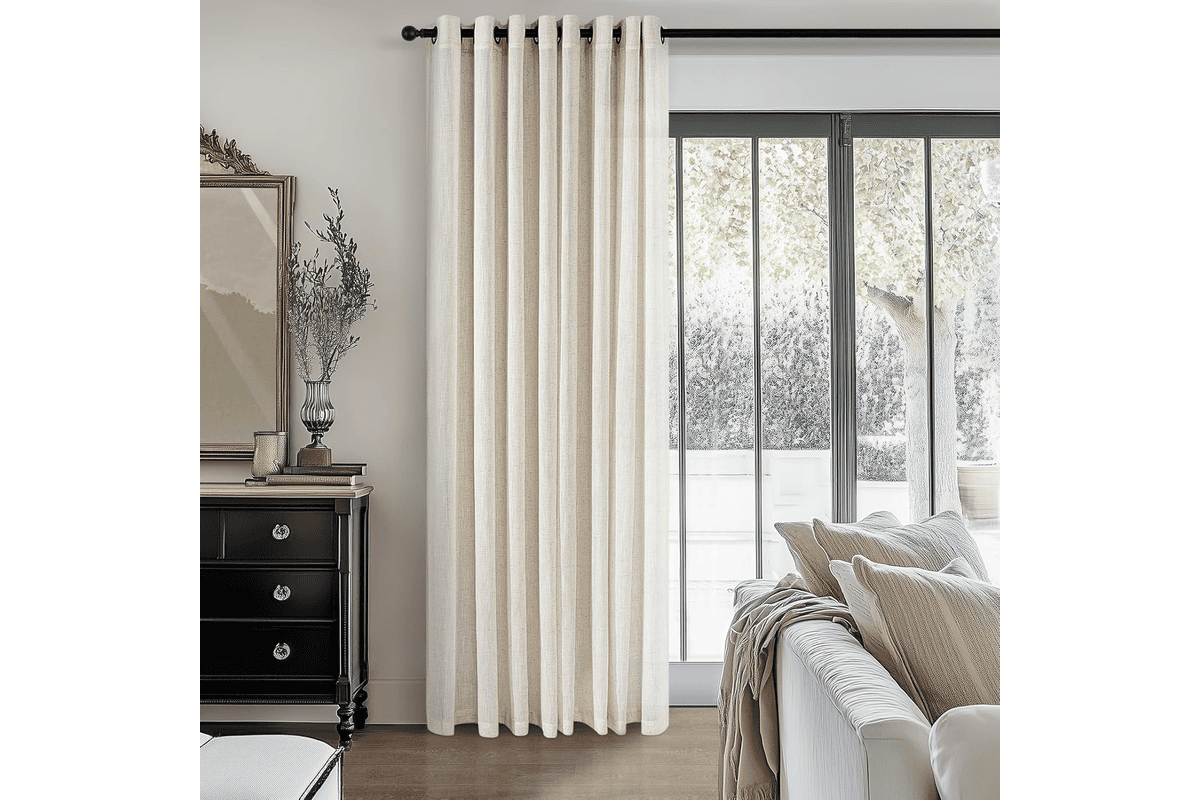 Topfinel rideau voilage lin naturel beige 140 x 240 cm lot 2 pièces œillets translucide déco chambre adulte salon boho cuisine porte fenêtre bon plan Amazon
