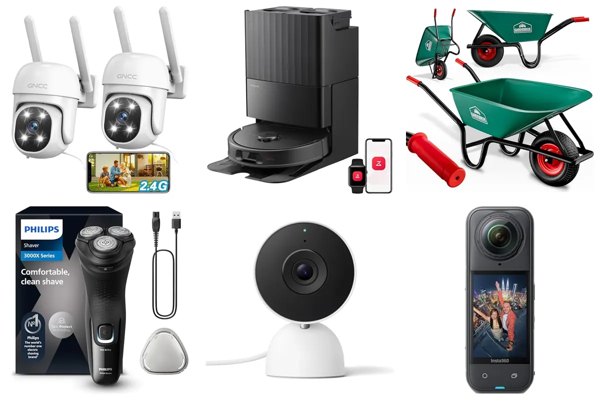Sélection high-tech et maison: caméras de surveillance, aspirateur robot, brouette de jardin, rasoir Philips, Google Nest Cam et caméra Insta360