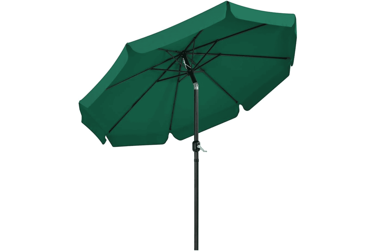 Parasol Yaheetech 268 cm vert foncé inclinable à 8 baleines avec manivelle pour terrasse, jardin, balcon et piscine