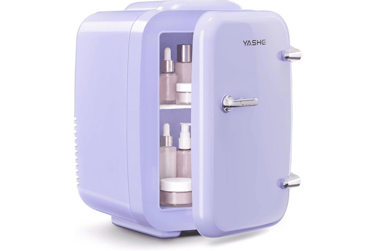 YASHE Mini Frigo de Chambre 4L 6 canettes mini réfrigérateur voiture 220V 12V petit frigo thermoélectrique chaud froid boissons cosmétiques soins peau bureau dortoir violet 47,49 € Amazon