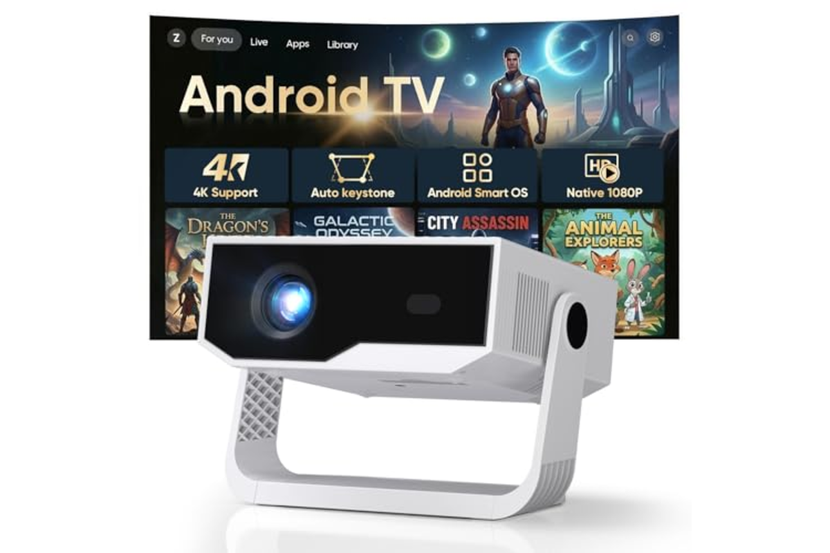 ZDK videoprojecteur Android 4K 1080p WiFi 6 Bluetooth 5.2 compact portable blanc