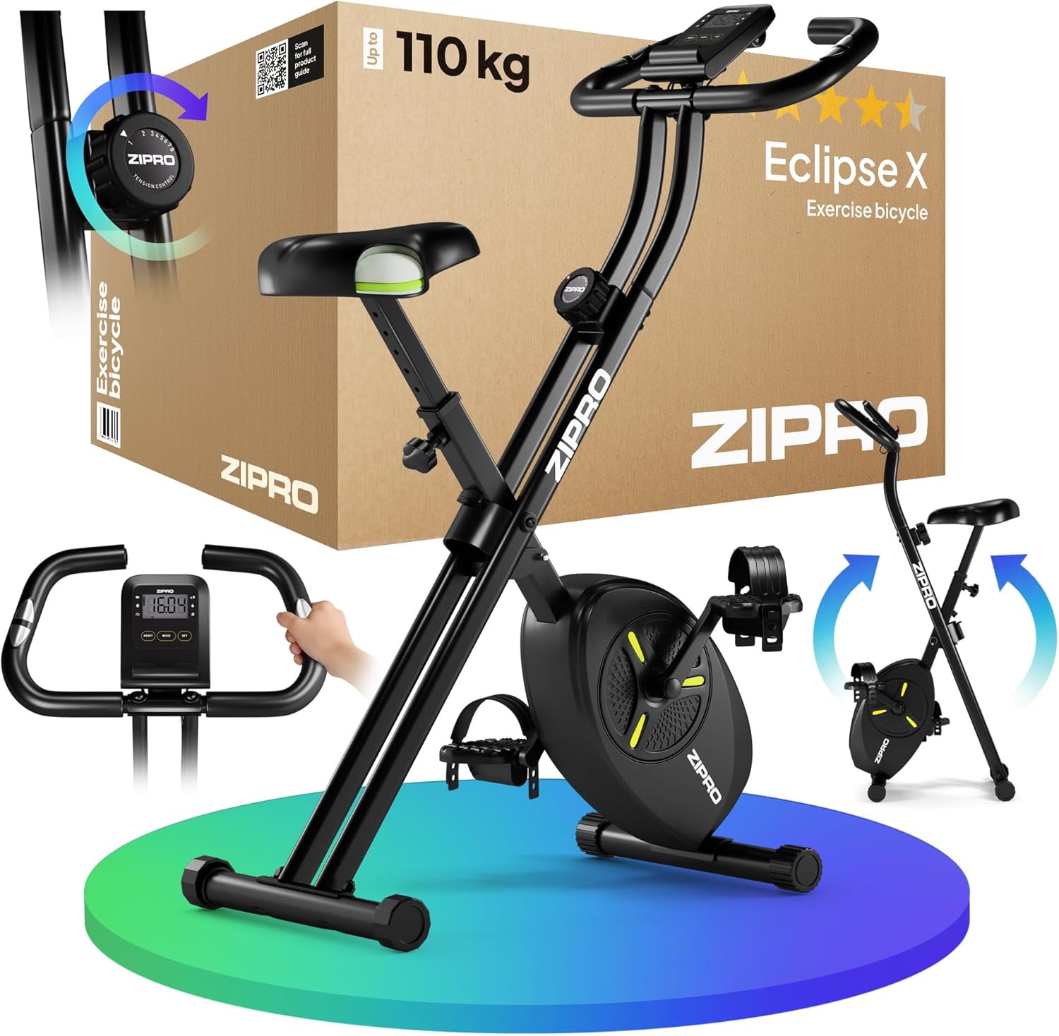 Vélo d'appartement pliable ZIPRO noir
