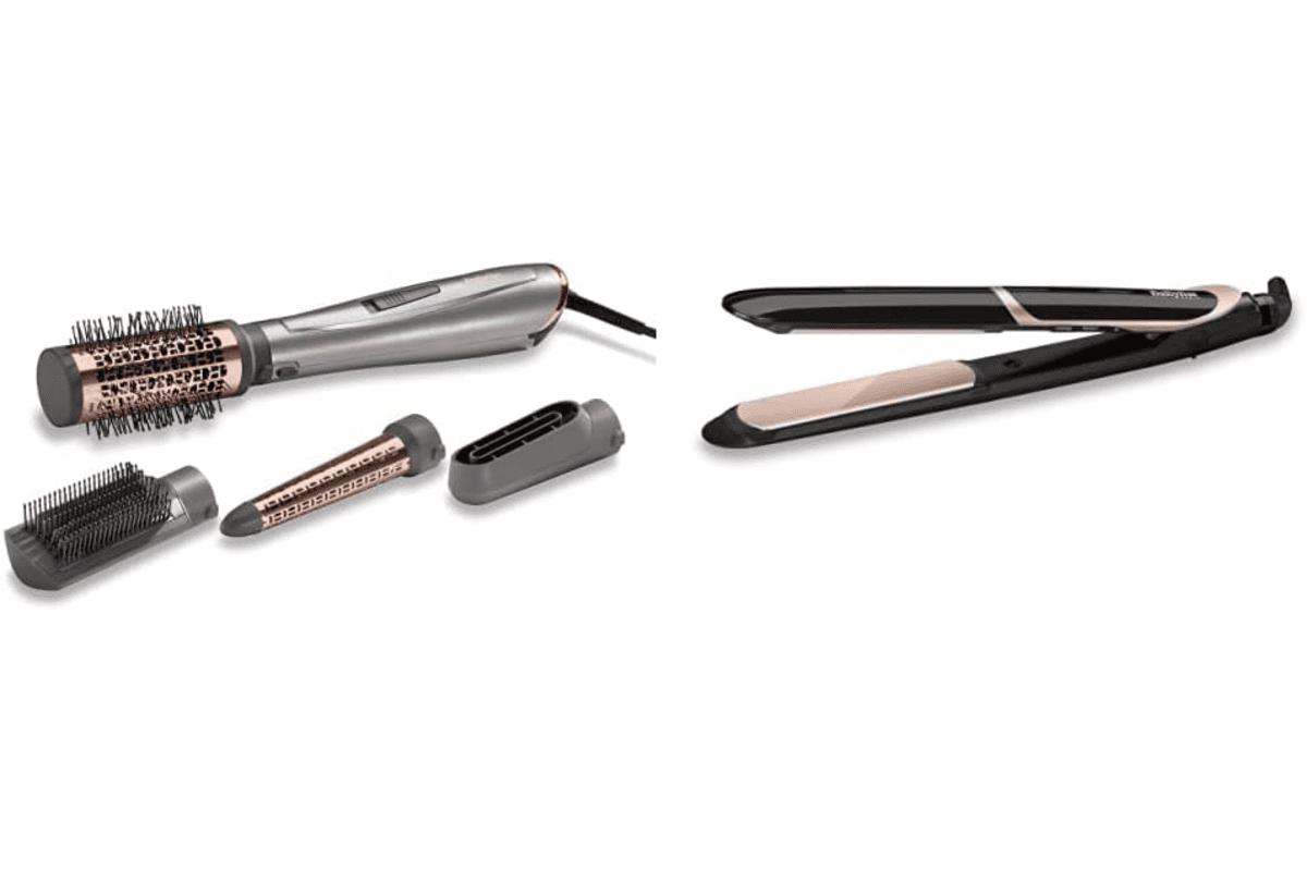 BaByliss combo brosse soufflante Air Style 1000 AS136E et lisseur Super Smooth 235 technologie Titanium Céramique ionique mode protection chaleur pack à 111,25 euros sur Amazon