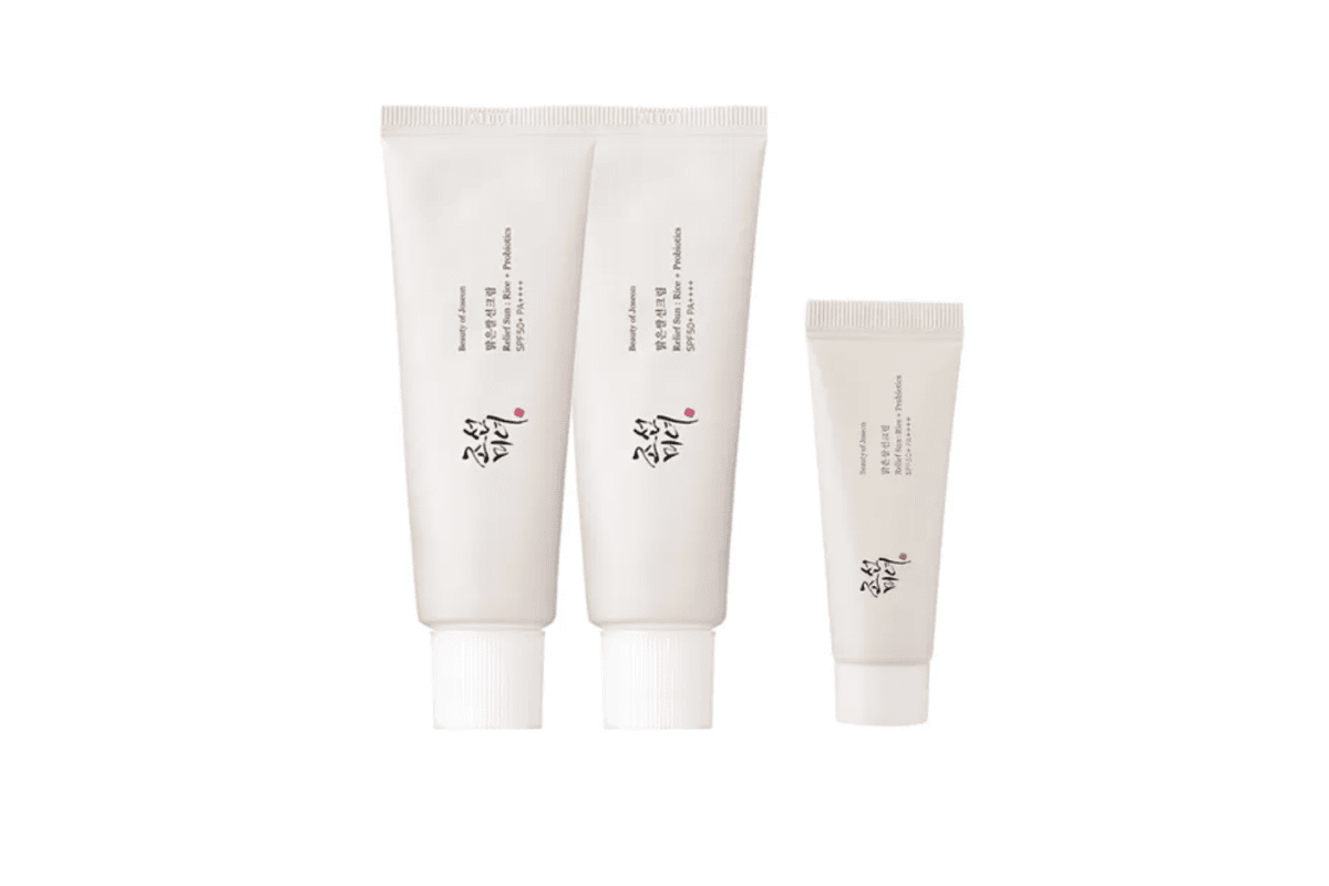 Bon plan YesStyle Beauty of Joseon Relief Sun Bundle Set exclusivité crème solaire K-Beauty iconique filtres UV nouvelle génération extraits riz ingrédients fermentés niacinamide cruelty free Corée du Sud 25,88€ au lieu de 39,80€ mai 2026