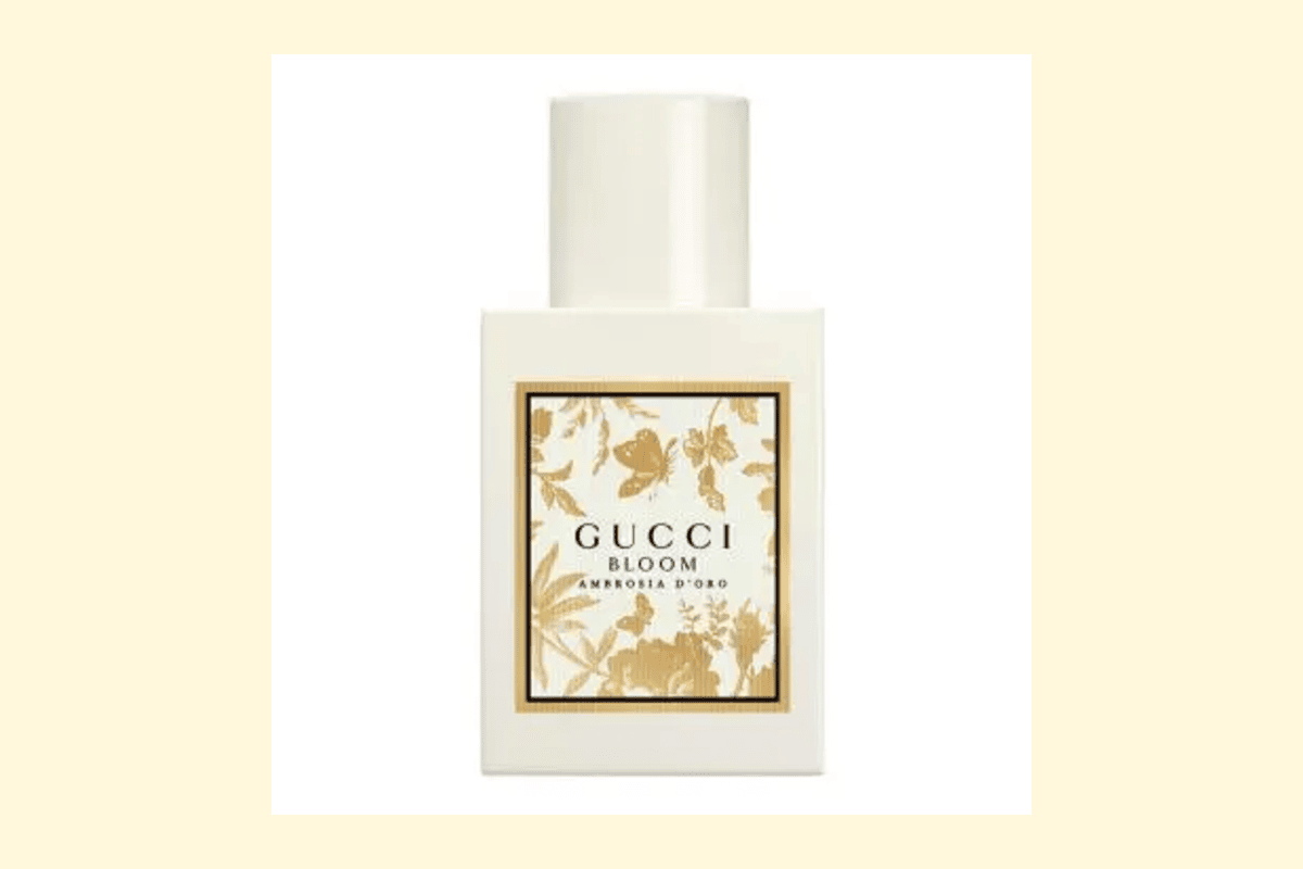 Gucci Bloom Ambrosia d'Oro Eau de Parfum femme flacon doré tubéreuse jasmin sambac chèvrefeuille miel Beauty Success dès 89,90 euros