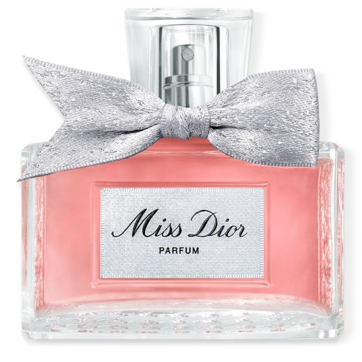 Flacon Miss Dior Parfum 35 ml rose avec nœud argenté, en promotion à 62,23 euros chez Beauty Success