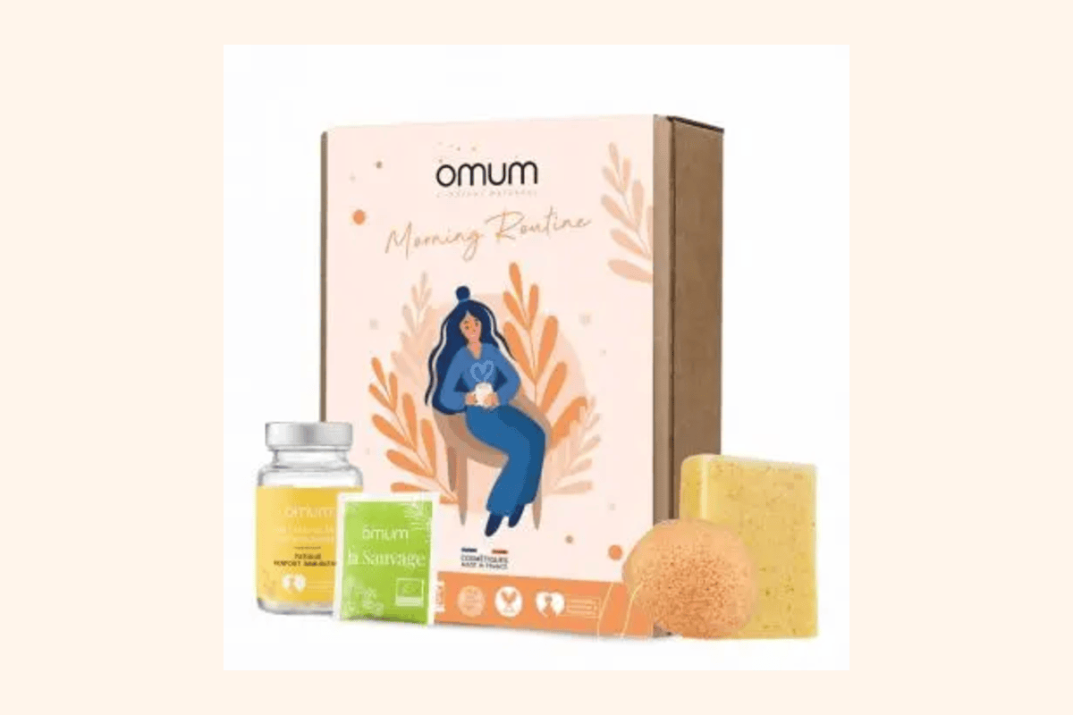 Omum Coffret Morning Routine 4 produits savon Le Cajoleur éponge Konjac infusion La Sauvage complément Coup de Boost bio femme Beauty Success 25,56 euros au lieu de 42,60 euros