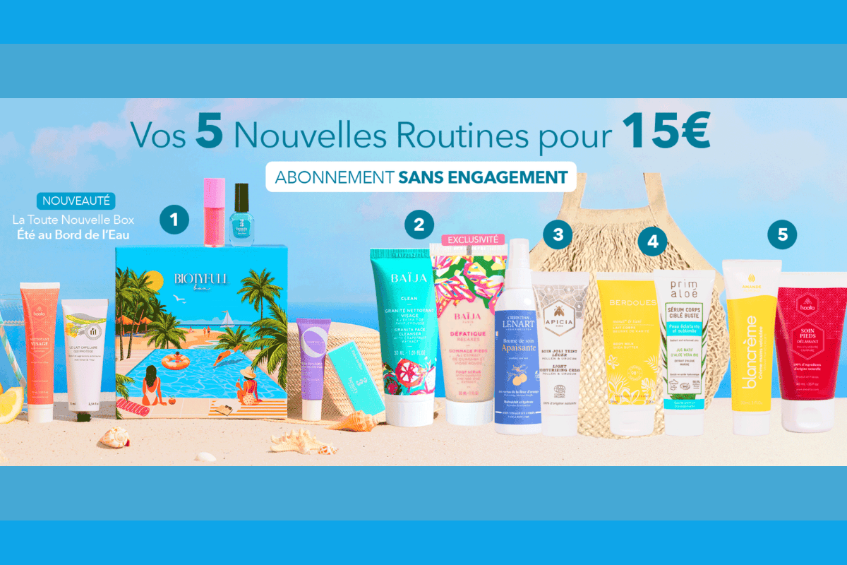 MEGA OFFRE Biotyfull Summer Edition 5 routines 14 produits beauté 222€ valeur 15€ sans engagement été juin 2026