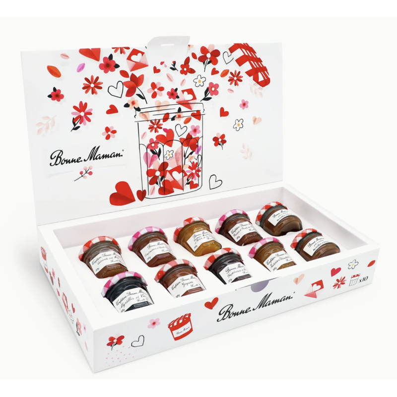 Coffret Bonne Maman Un pot beaucoup d'amour ouvert 10 mini-pots