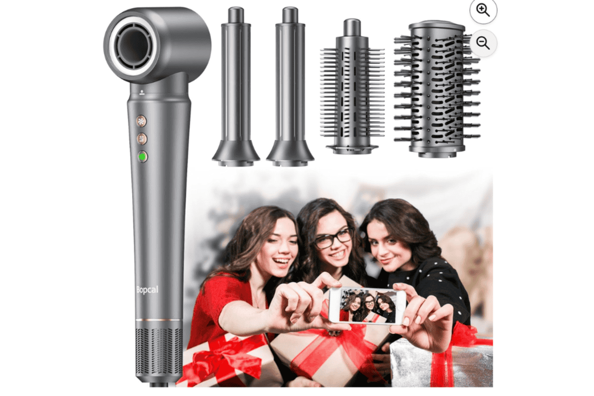 Bopcal Hair Styler 5 en 1 à 109,99 € au lieu de 289,99 € sur Amazon (-62 %, -180 € d'économie) : appareil multifonction 5 en 1 sèche-cheveux + brosse soufflante + fer à boucler automatique + volumiseur + lisseur, moteur 110 000 RPM, technologie ionique anti-frisottis, puissance 1 200 W, 4,9/5 sur les avis Amazon