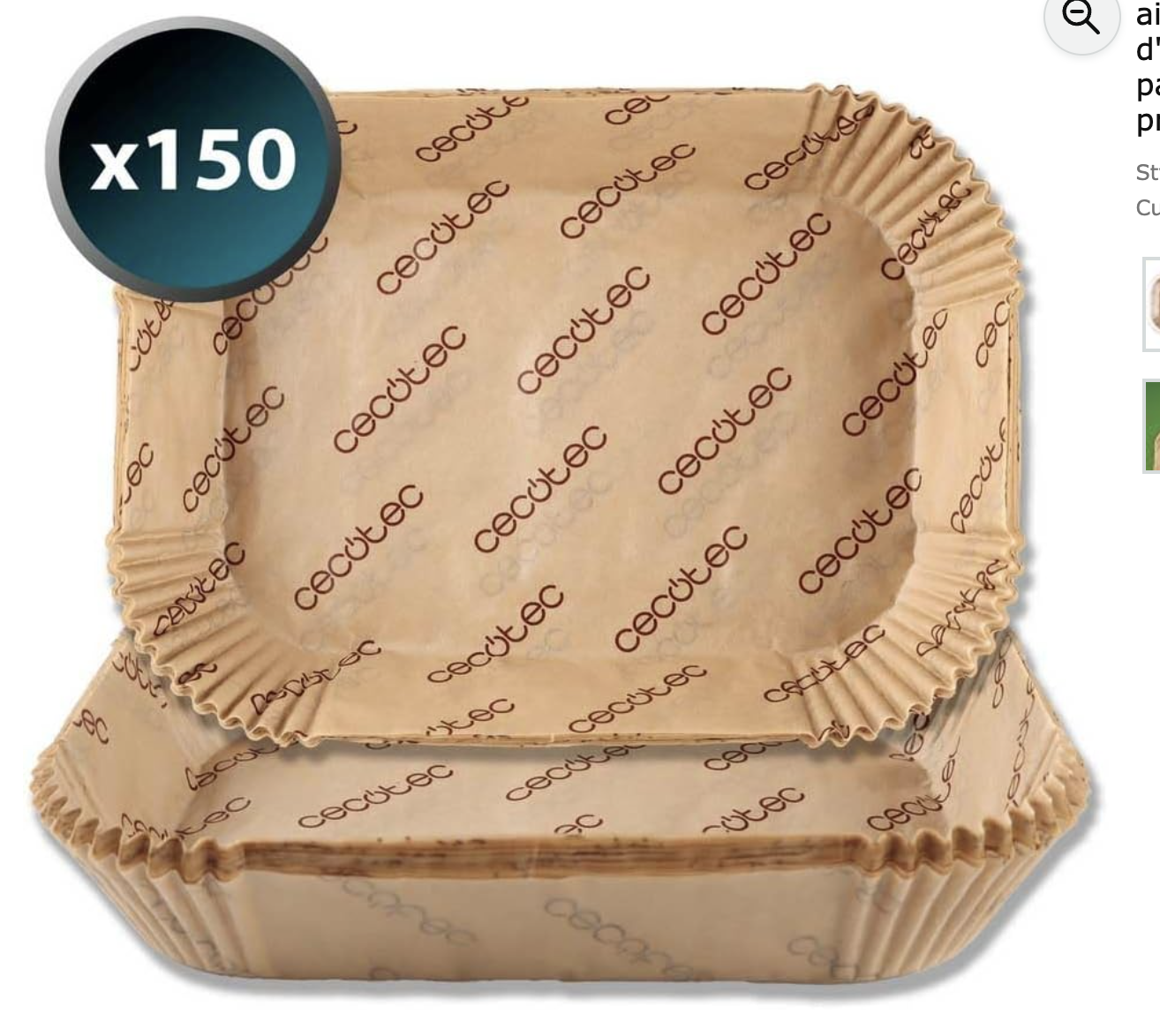 Cecotec TwinBucket papier cuisson Air Fryer 150 feuilles 24x18cm