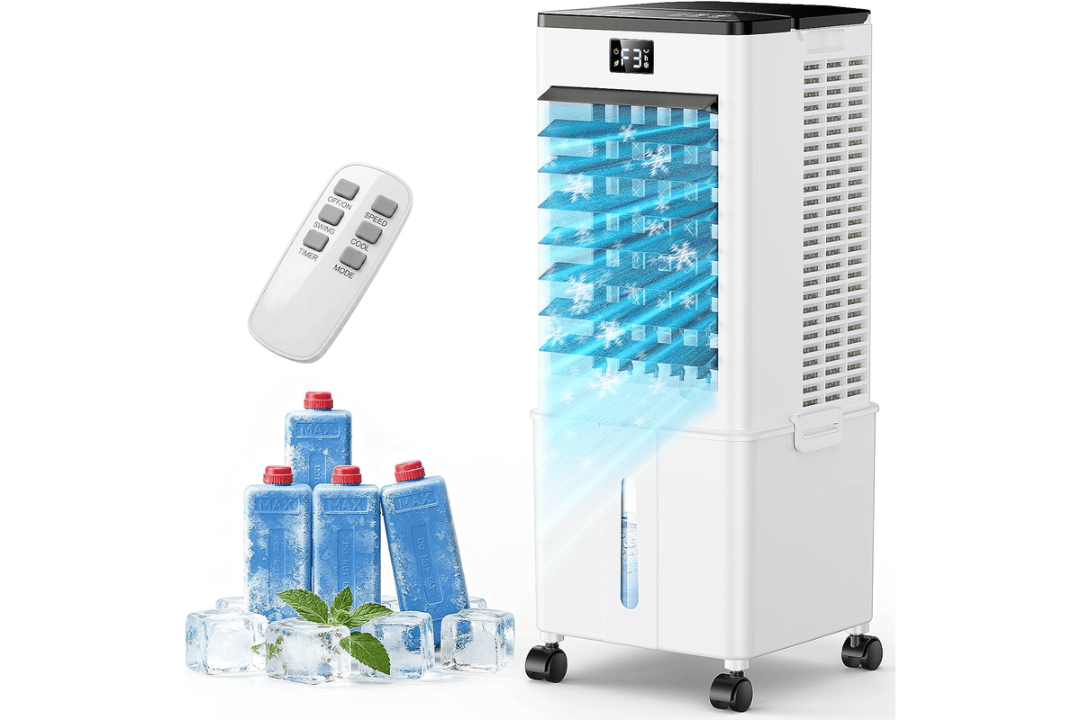 Climatiseur mobile 10L rafraîchisseur d'air avec télécommande minuterie 1-12h 3 vitesses oscillation 60° silencieux 169,99 € Amazon