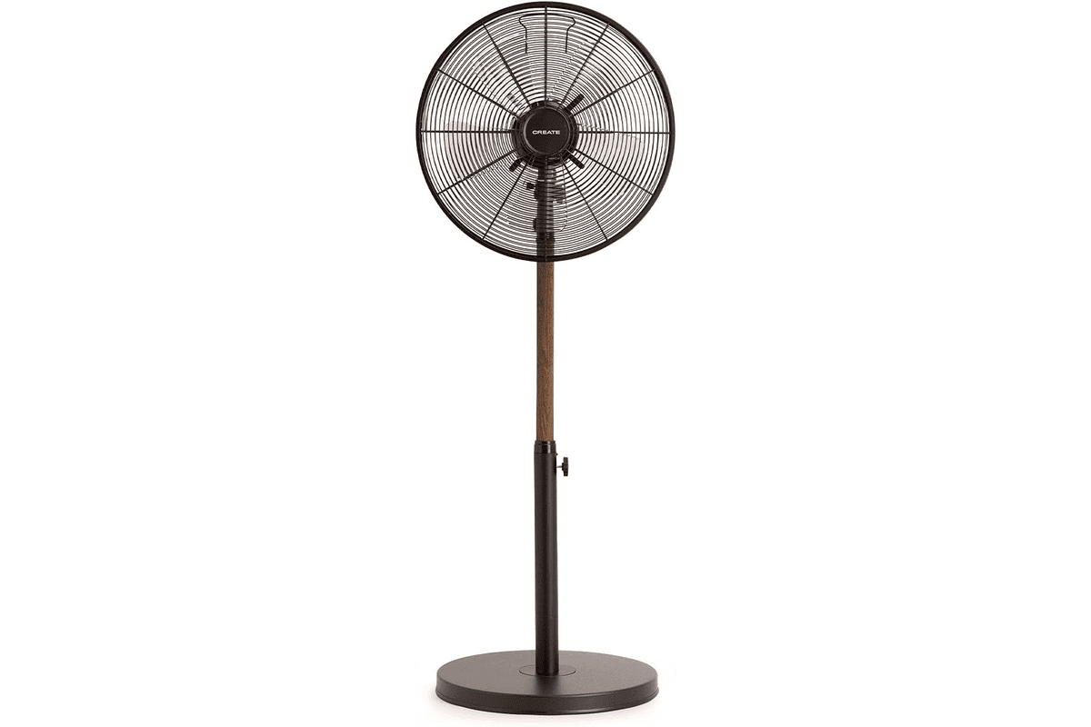 CREATE AIR STAND WOOD ventilateur sur pied oscillant noir design pied bois 50 W hauteur réglable 3 vitesses sécurité 67,95 € Amazon
