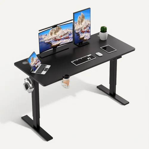 Bureau électrique assis-debout HOMAVO noir de 140 par 70 cm