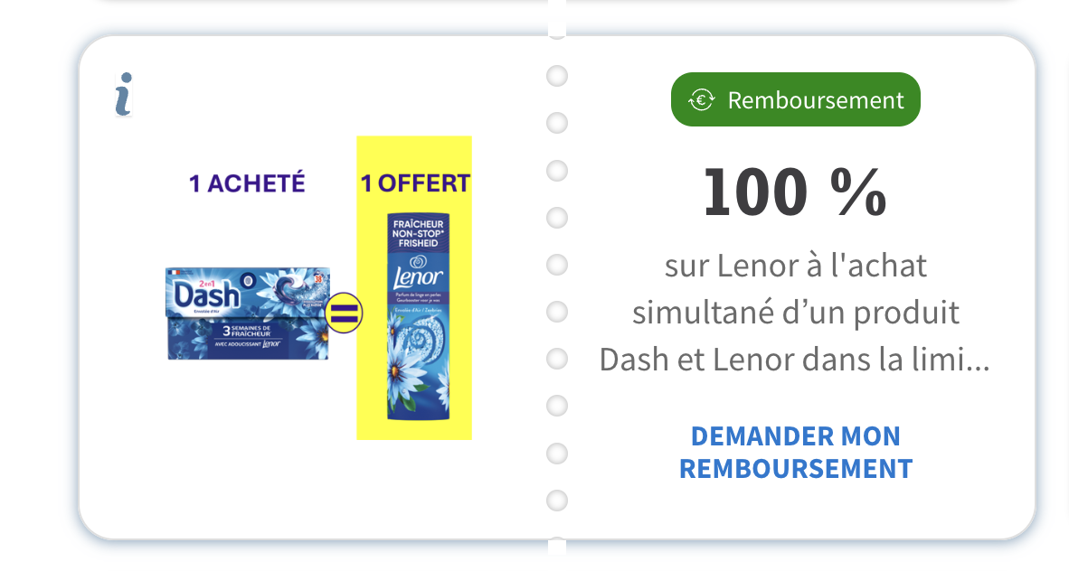 Envie de Plus 100% remboursé Dash Lenor et Oral-B brossettes 2026