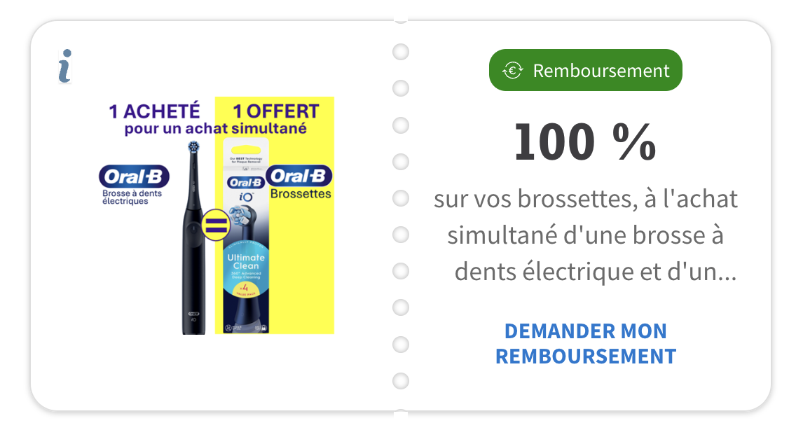 Offre Oral-B brosse électrique + brossettes remboursé