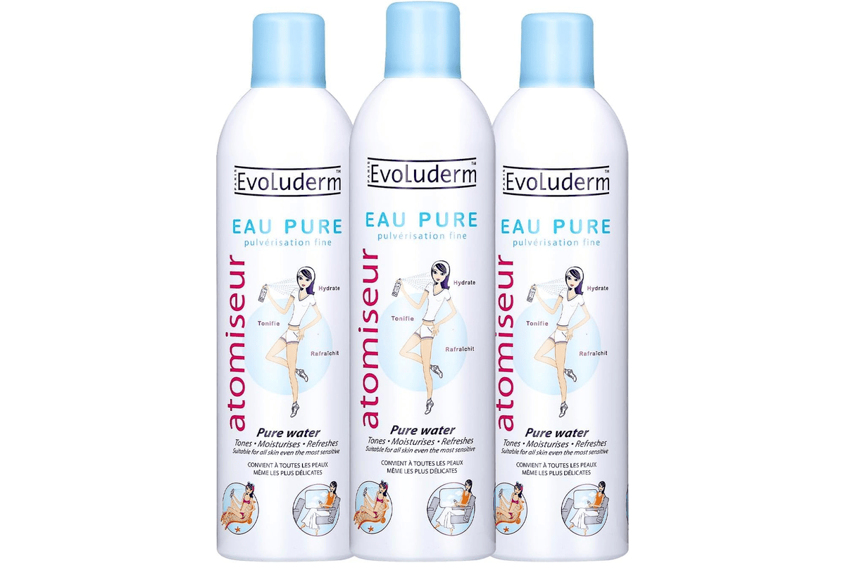 Evoluderm Atomiseur Eau Pure origine naturelle vegan fabrication française 3 x 400 ml 19,90 € Amazon