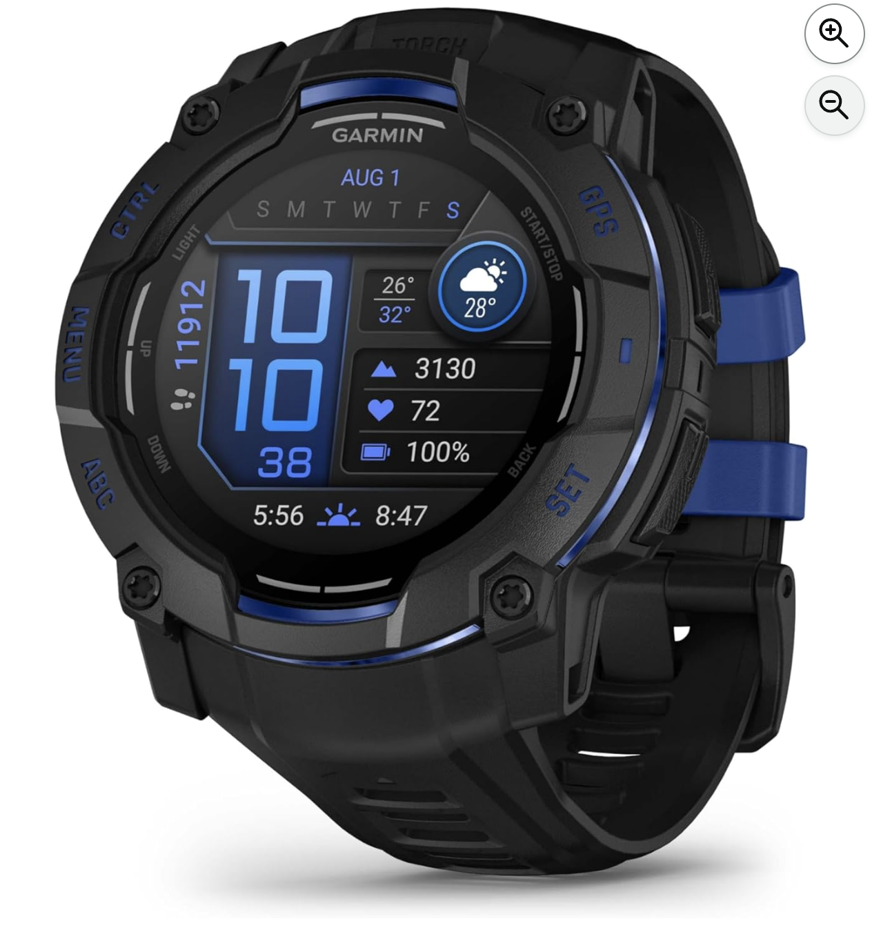 Garmin Instinct 3 AMOLED 50 mm Noir Bleu électrique montre GPS multisport