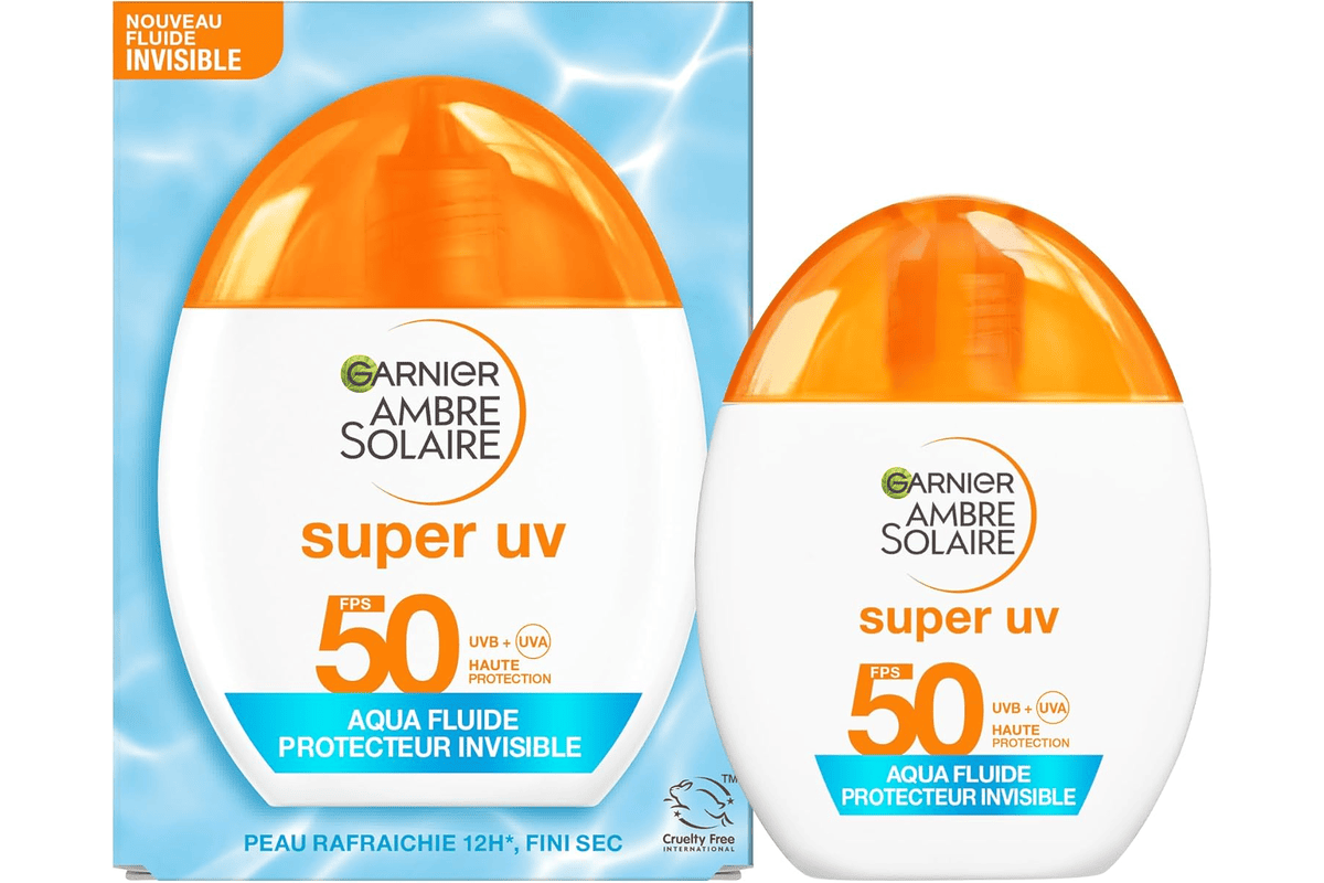 Garnier Ambre Solaire acide hyaluronique aqua fluide invisible SPF 50 fluide solaire non teinte matifie protege lisse hydrate visage