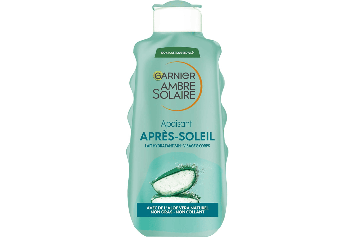 Garnier Ambre Solaire lait hydratant apres soleil 175ml aloe vera soin apaisant rafraichissant peau echauffee prolonge bronzage