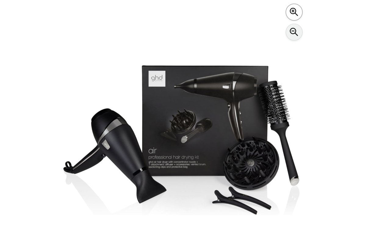 ghd Air Dry Kit 2.0 coffret sèche-cheveux professionnel noir avec brosse diffuseur pinces