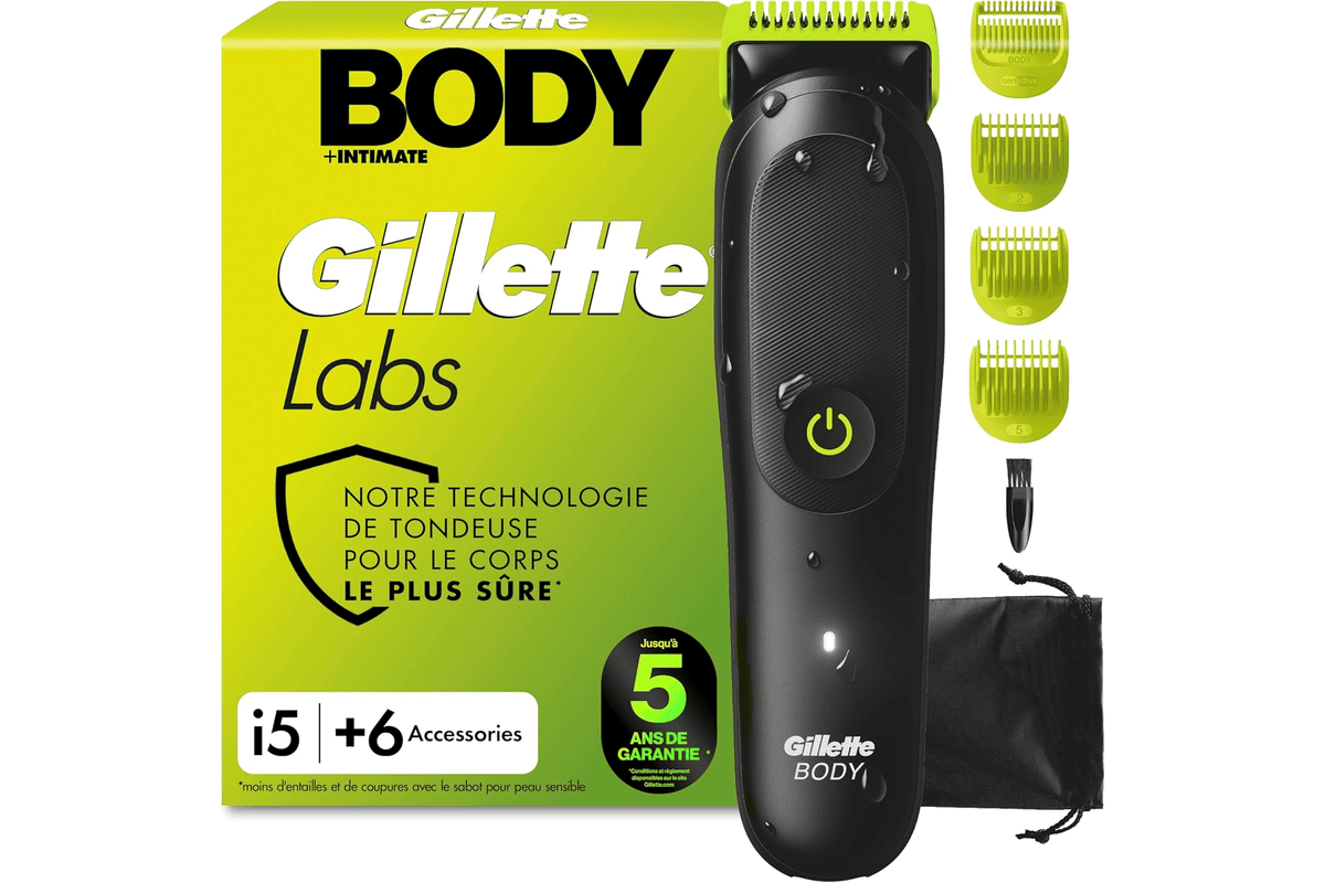 Gillette Labs Body Intimate tondeuse homme i5 corps zone intime etanche technologie SkinFirst coffret cadeau hygiene masculine