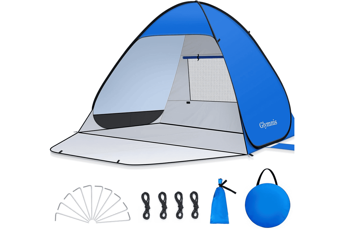 Glymnis tente de plage pop-up 1-2 personnes 3-4 personnes abris de plage porte glissière protection UV 50+ vent 36,09 € Amazon
