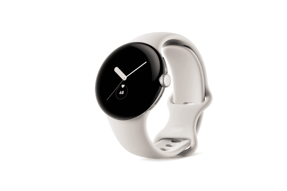 Google Pixel Watch à 71,92 € au lieu de 270,58 € sur Amazon (-73 %, -198 € d'économie) : montre connectée Android boîtier acier inoxydable Argent Poli avec bracelet sport Galet, écran AMOLED rond verre bombé, suivi santé (cardio, sommeil, stress) et activités, Wear OS by Google, WiFi et Bluetooth, accès Google Maps, Google Pay, Assistant