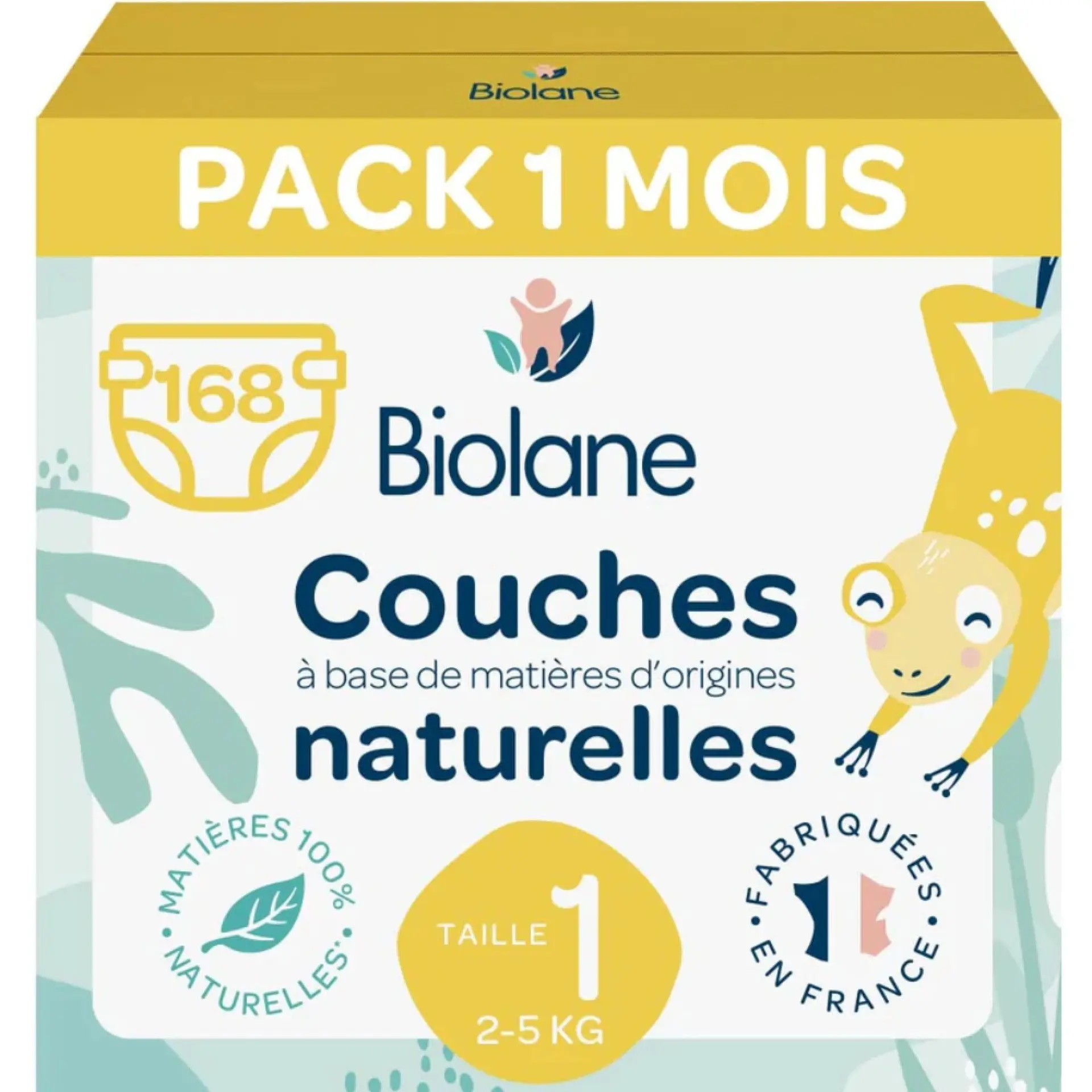 Pack de 168 couches Biolane taille 1 pour bébé