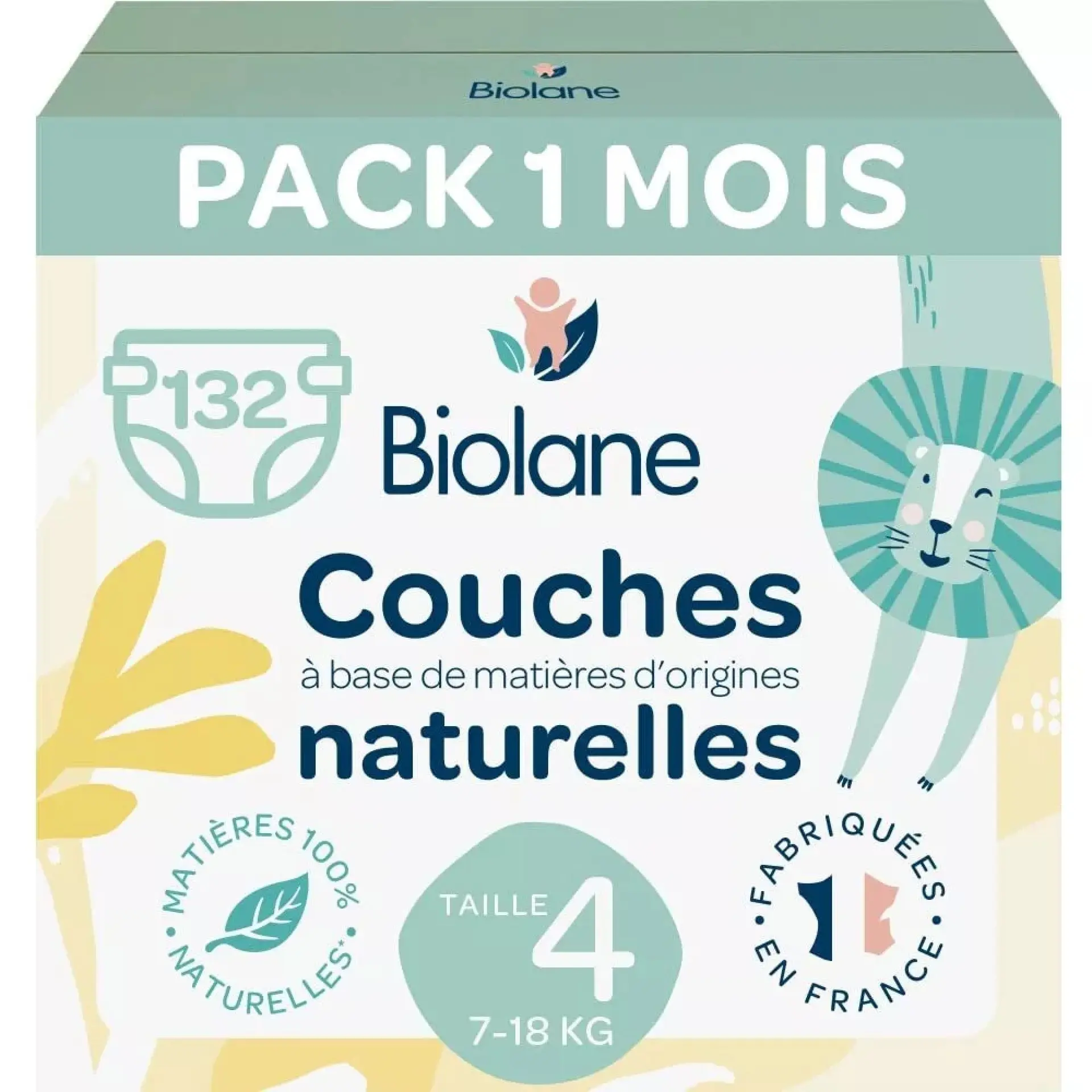 Pack mensuel Biolane de 132 couches bébé taille 4 vendu chez Greenweez