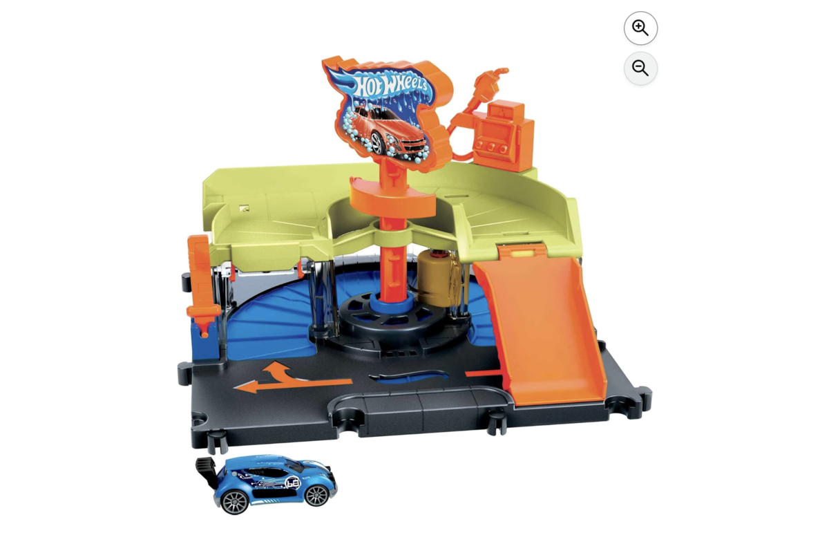 Hot Wheels City Station de lavage express coffret HDR27 avec véhicule rouleau mousse volets séchage