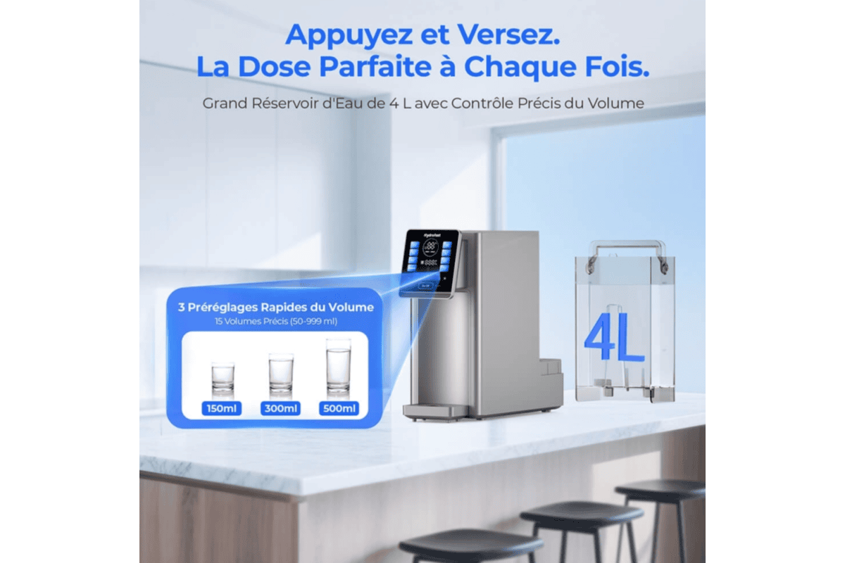 Hydrofast W100 8 températures précises ambiante chaude bouillante chauffage instantané écran tactile thé café biberon 60 secondes
