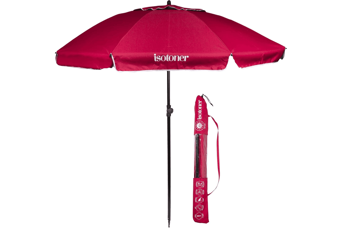 Isotoner parasol de plage 160 cm ultra résistant structure anti vent léger réglable hauteur inclinaison anti-UV UPF 50+ 38,99 € Amazon