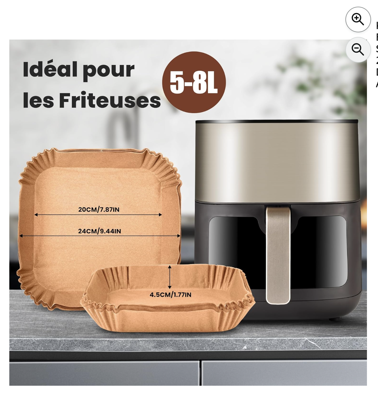 KitchenBoss papier dans la friteuse 5-8L