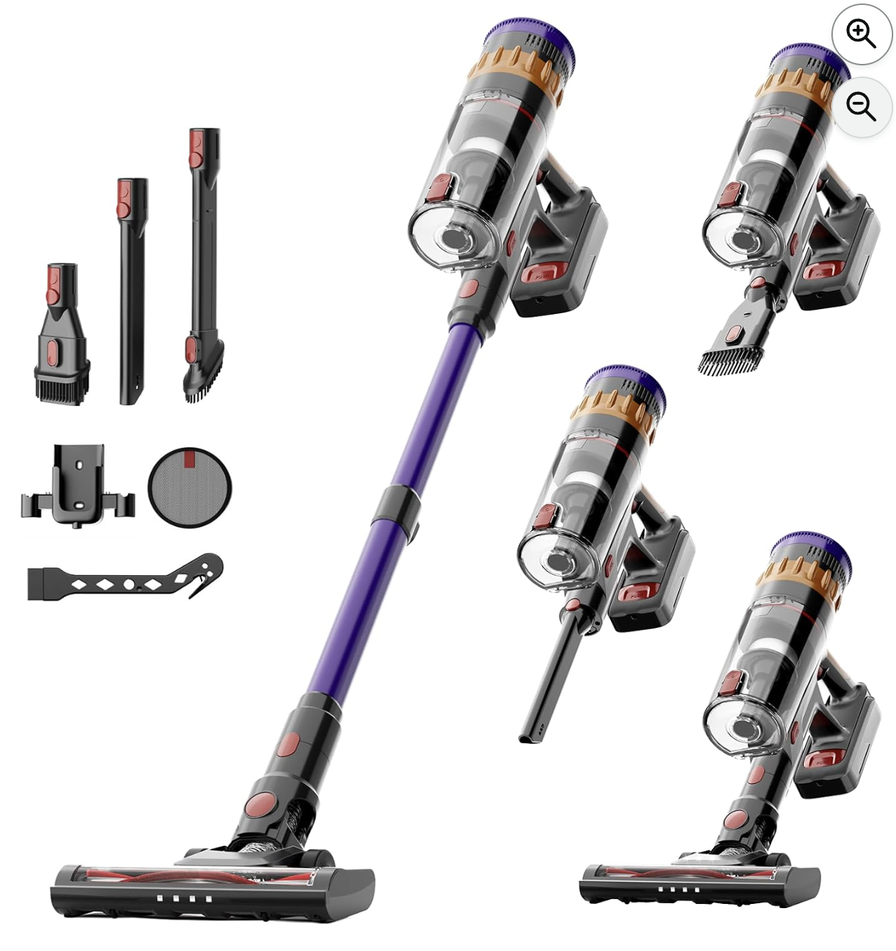 Lefant aspirateur balai sans fil violet 40 KPa écran LED brosse anti-enchevêtrement